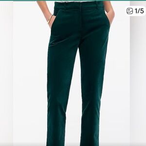J. Crew Dark Green Velvet Kallie Pants Size 4